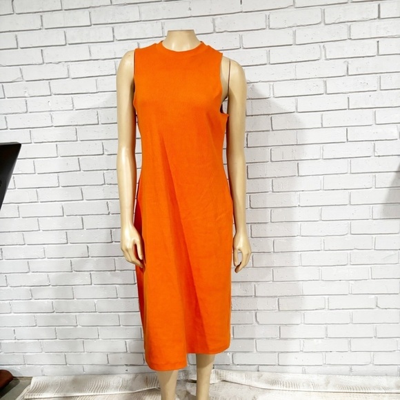 Boden Women’s Orange Racer Rib Jersey Midi‎ Dress